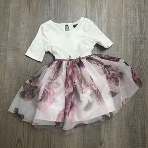 Zunie | White and Pink Rose dress | Size 3T